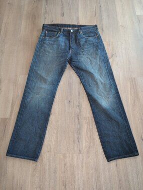 Levis 501 Jeans Mens 38x34 Blue Straight Denim Cotton Classic New